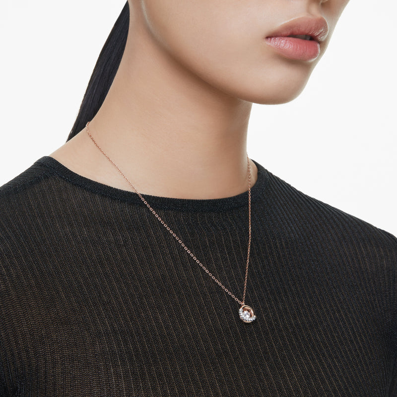 Swarovski Dextera Pendant Necklace Rose Gold Round 5692257