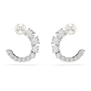 Swarovski Matrix Hoop Earrings Crystal Pearl Silver 5692260