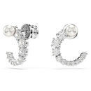 Swarovski Matrix Hoop Earrings Crystal Pearl Silver 5692260