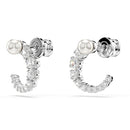 Swarovski Matrix Hoop Earrings Crystal Pearl Silver 5692260