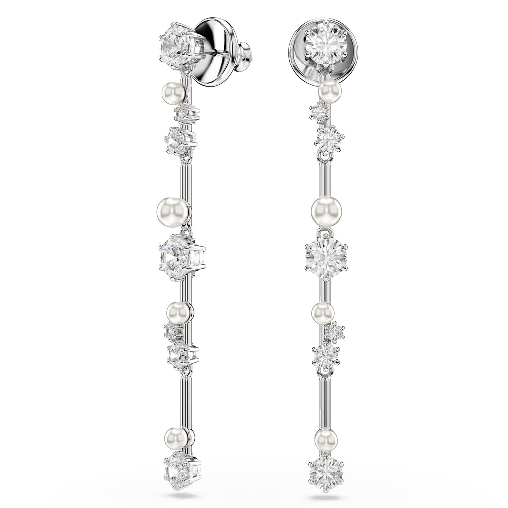 Swarovski Constella Pearl Drop Earrings Silver 5705614
