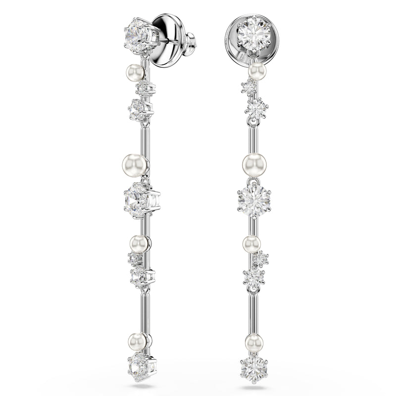 Swarovski Constella Pearl Drop Earrings Silver 5705614