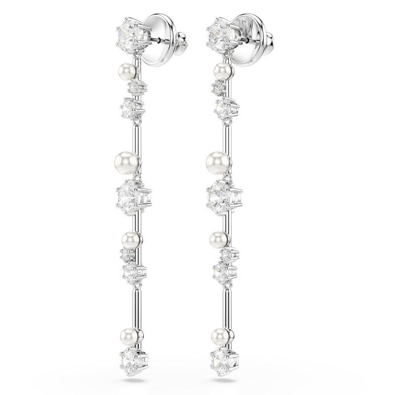 Swarovski Constella Pearl Drop Earrings Silver 5705614