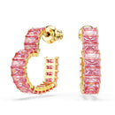 Swarovski Matrix Heart Hoop Earrings Pink Baguette Gold 5706340