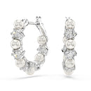 Swarovski Matrix Hoop Earrings Pearl Crystal Silver 5709256