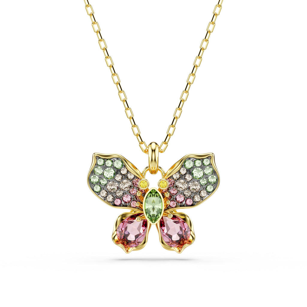 Swarovski Idyllia Butterfly Pendant Necklace Multi-Stone Gold 5709950
