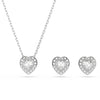 Ariana Grande Heart Necklace & Earrings Set Silver Swarovski
