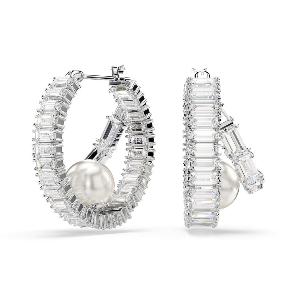 Swarovski x Ariana Grande Pearl Hoop Earrings Silver 5720868