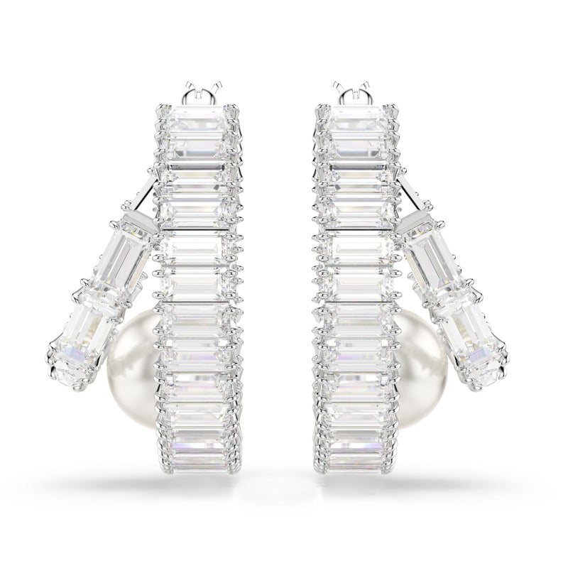 Swarovski x Ariana Grande Pearl Hoop Earrings Silver 5720868