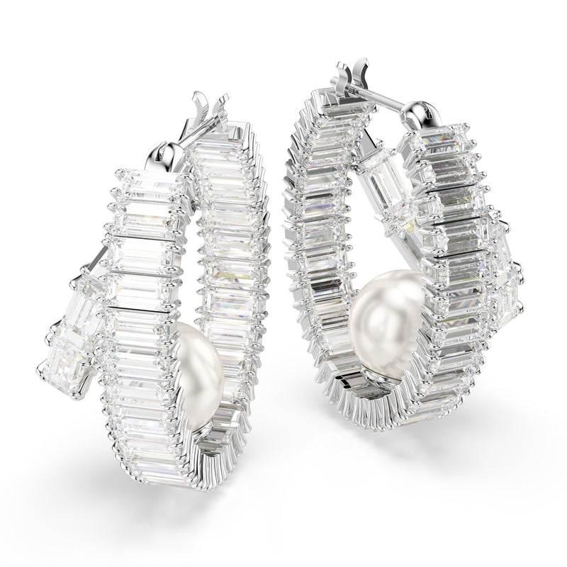 Swarovski x Ariana Grande Pearl Hoop Earrings Silver 5720868