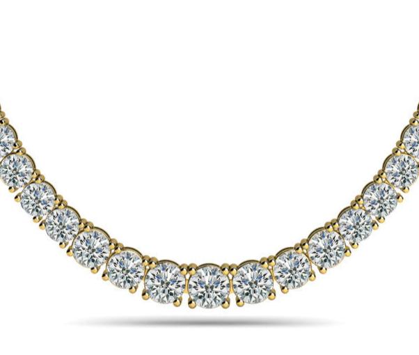 Round Progressive Diamond Half Riviera Necklace