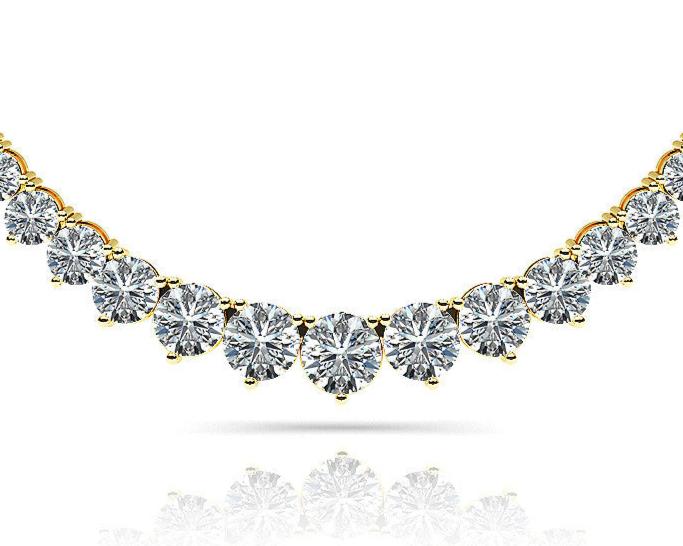Round Progressive Diamond Half Riviera Necklace