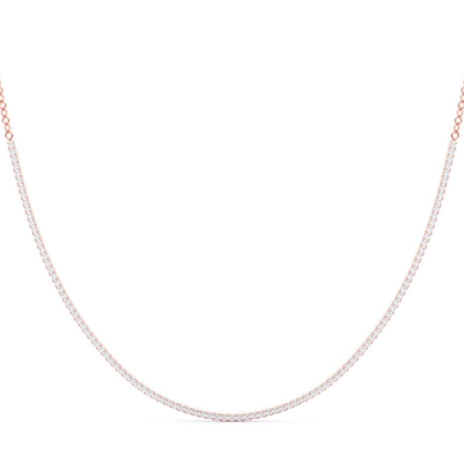 Round Diamond Half Tennis Necklace