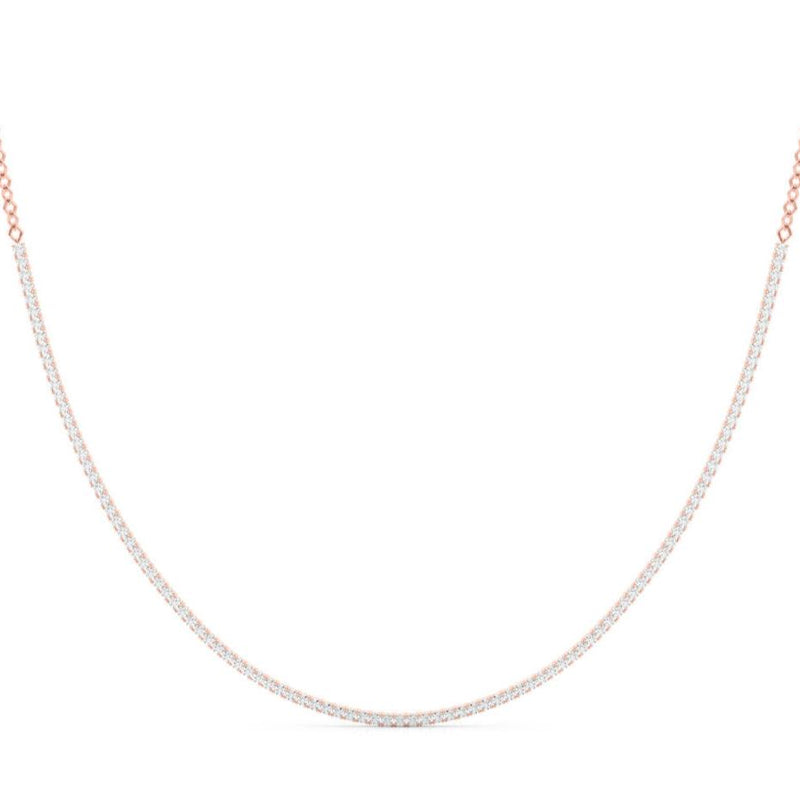 Round Diamond Half Tennis Necklace