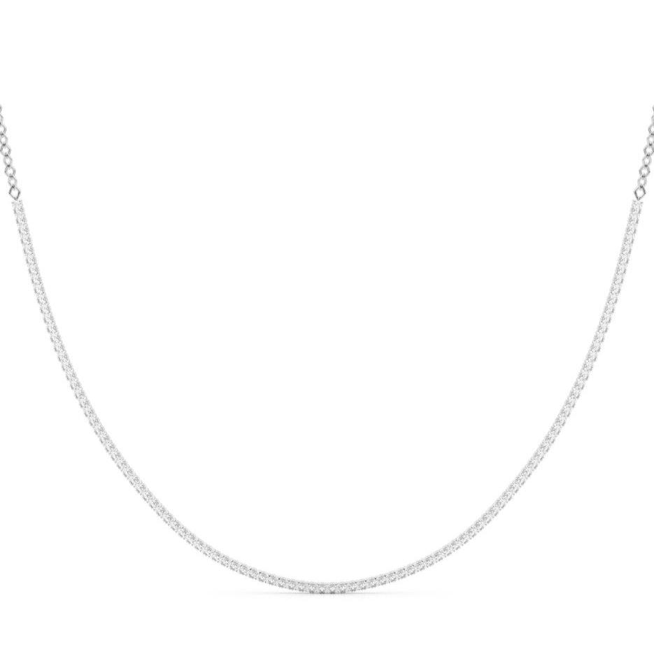 Round Diamond Half Tennis Necklace