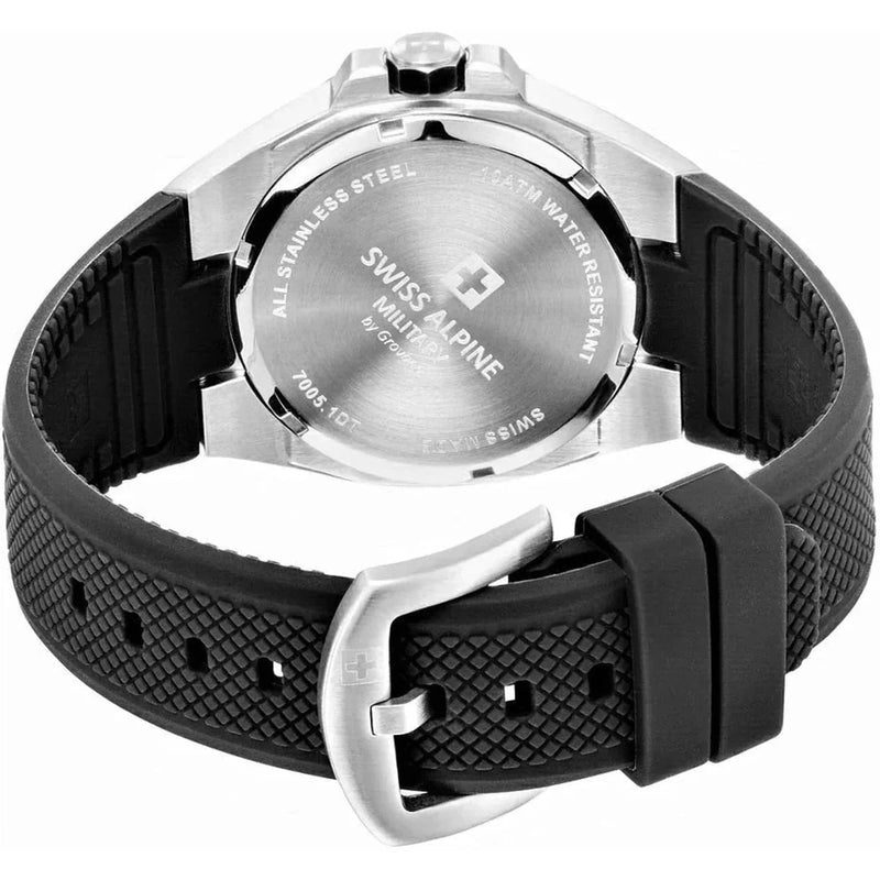 Swiss Alpine Military Typhoon Men's Black Dial Rubber Watch 7006.1837