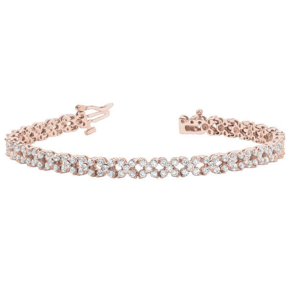 Round Floral Diamond Tennis Bracelet