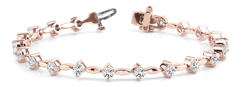 Round Diamond Bar Link Bracelet