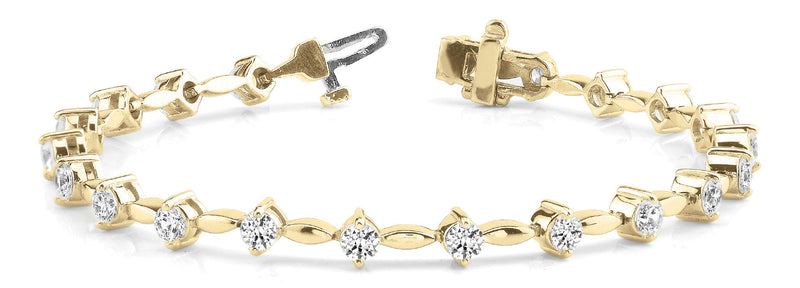 Round Diamond Bar Link Bracelet