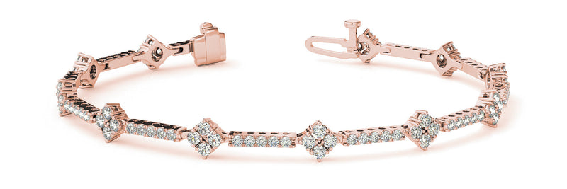 Round Diamond Cluster Tennis Bracelet