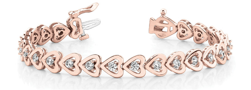 Round Diamond Heart Tennis Bracelet