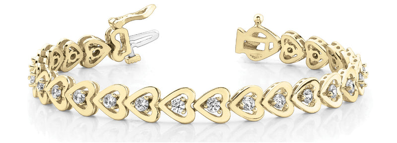 Round Diamond Heart Tennis Bracelet