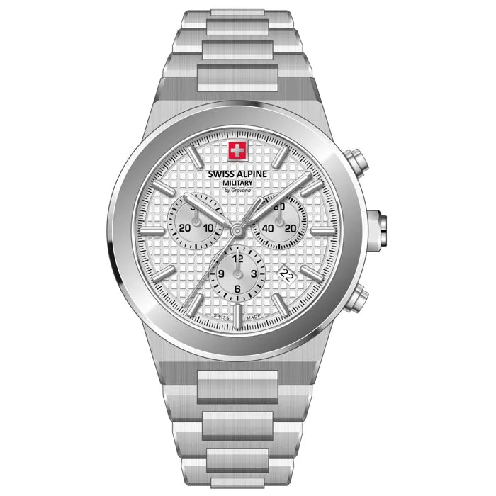 Swiss Alpine Military Pioneer Men's White Chronograph Watch 7048.9132