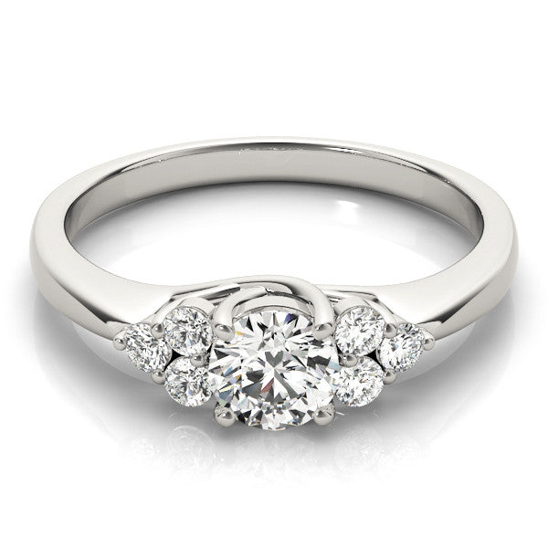 Round Cut Shoulders Engagement Ring