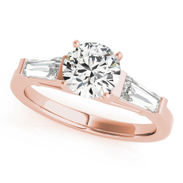 Round Baguette Shoulders Engagement Ring