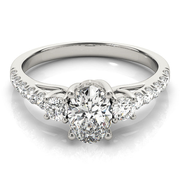 Oval Shoulders Pavé Engagement Ring