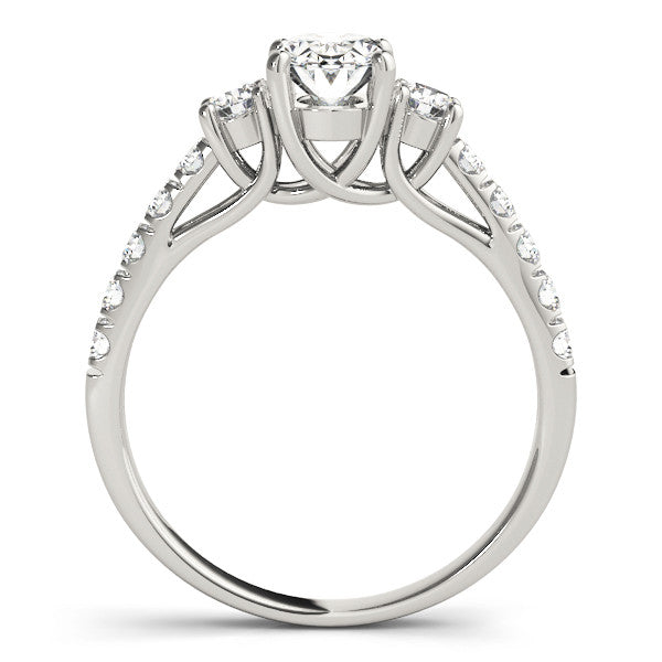 Oval Shoulders Pavé Engagement Ring