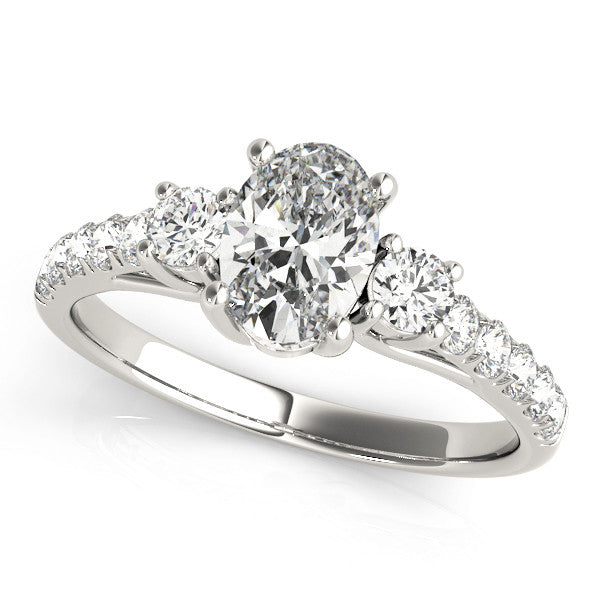 Oval Shoulders Pavé Engagement Ring