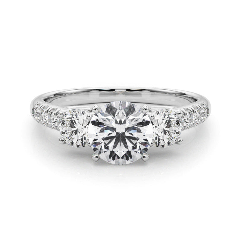 Round Trilogy Pavé Engagement Ring