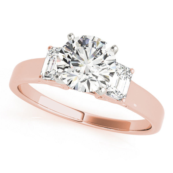 Round Emerald Shoulders Engagement Ring