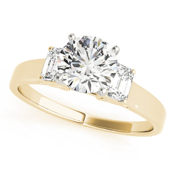 Round Emerald Shoulders Engagement Ring