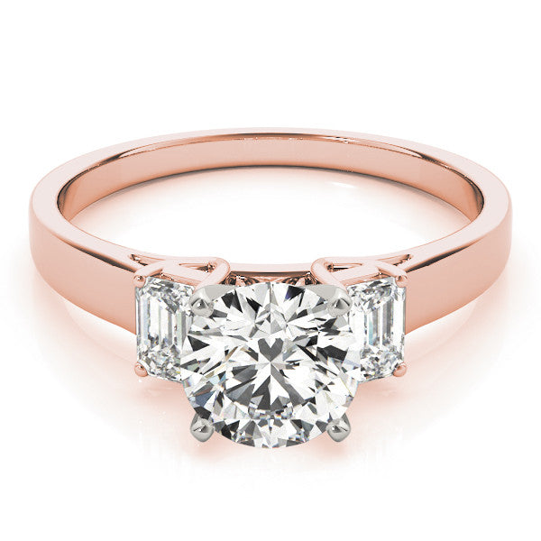 Round Emerald Shoulders Engagement Ring