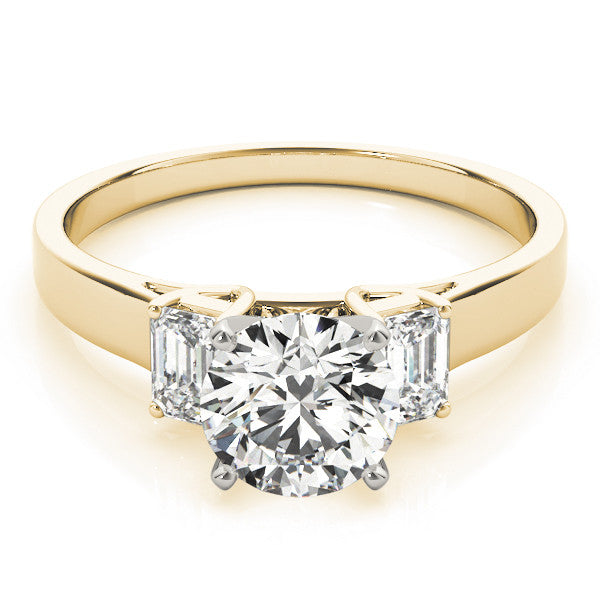 Round Emerald Shoulders Engagement Ring