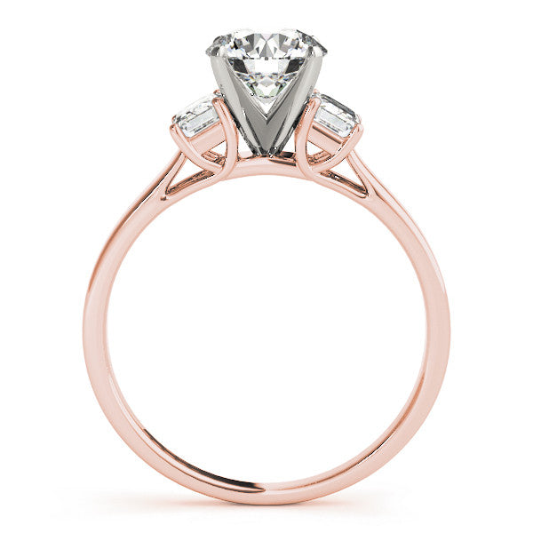 Round Emerald Shoulders Engagement Ring