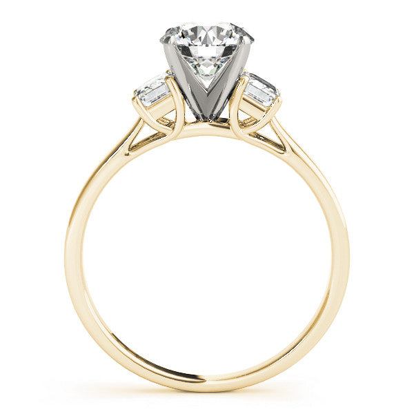Round Emerald Shoulders Engagement Ring