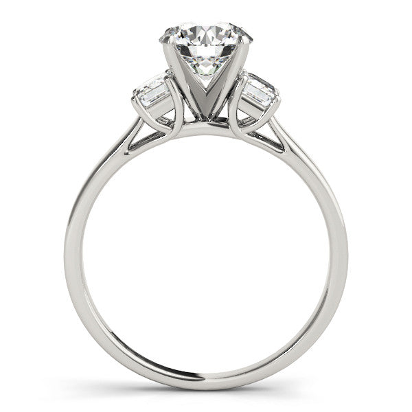 Round Emerald Shoulders Engagement Ring