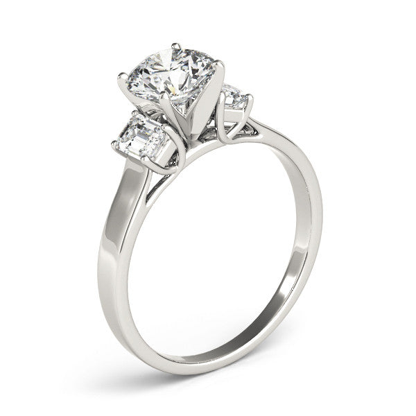 Round Emerald Shoulders Engagement Ring