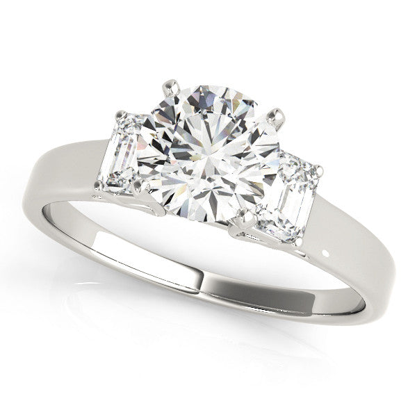 Round Emerald Shoulders Engagement Ring