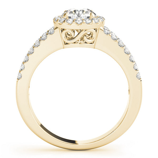 Round Halo Multi-Row Pavé Engagement Ring