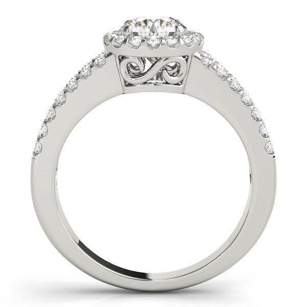Round Halo Multi-Row Pavé Engagement Ring