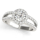 Round Halo Multi-Row Pavé Engagement Ring