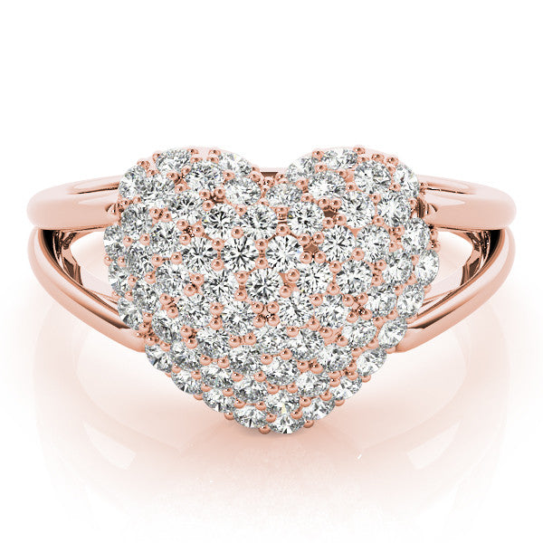 Multi-Row Heart Cluster Diamond Ring