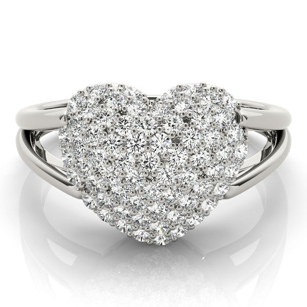 Multi-Row Heart Cluster Diamond Ring
