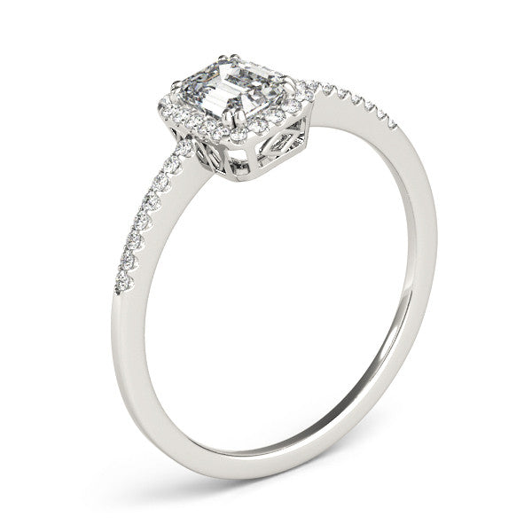 Emerald Halo Pavé Engagement Ring