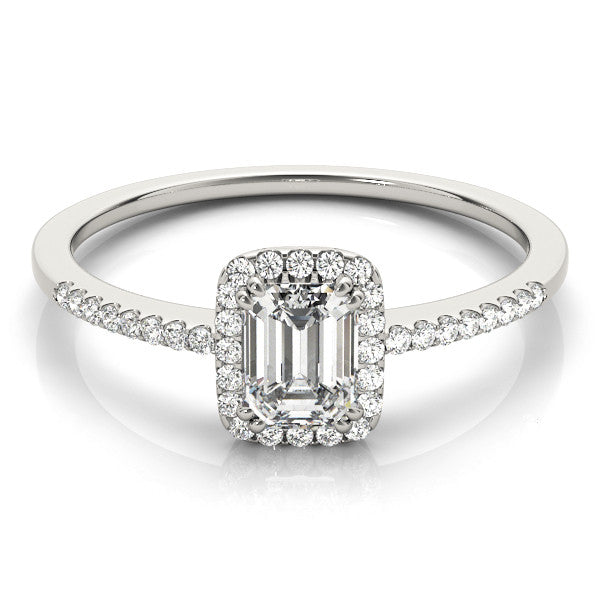 Emerald Halo Pavé Engagement Ring