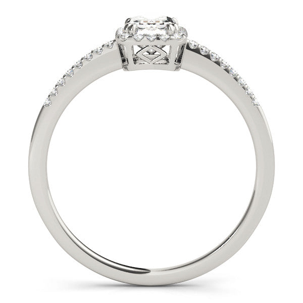 Emerald Halo Pavé Engagement Ring